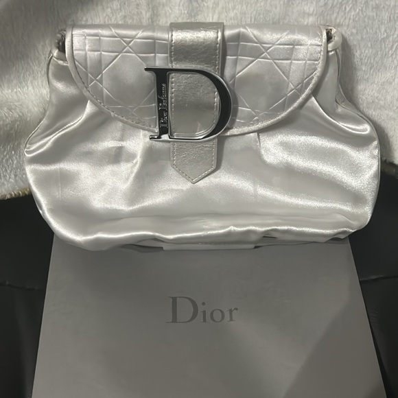 Dior Parfums Silver Satin Mini Pouch - Picture 1 of 9